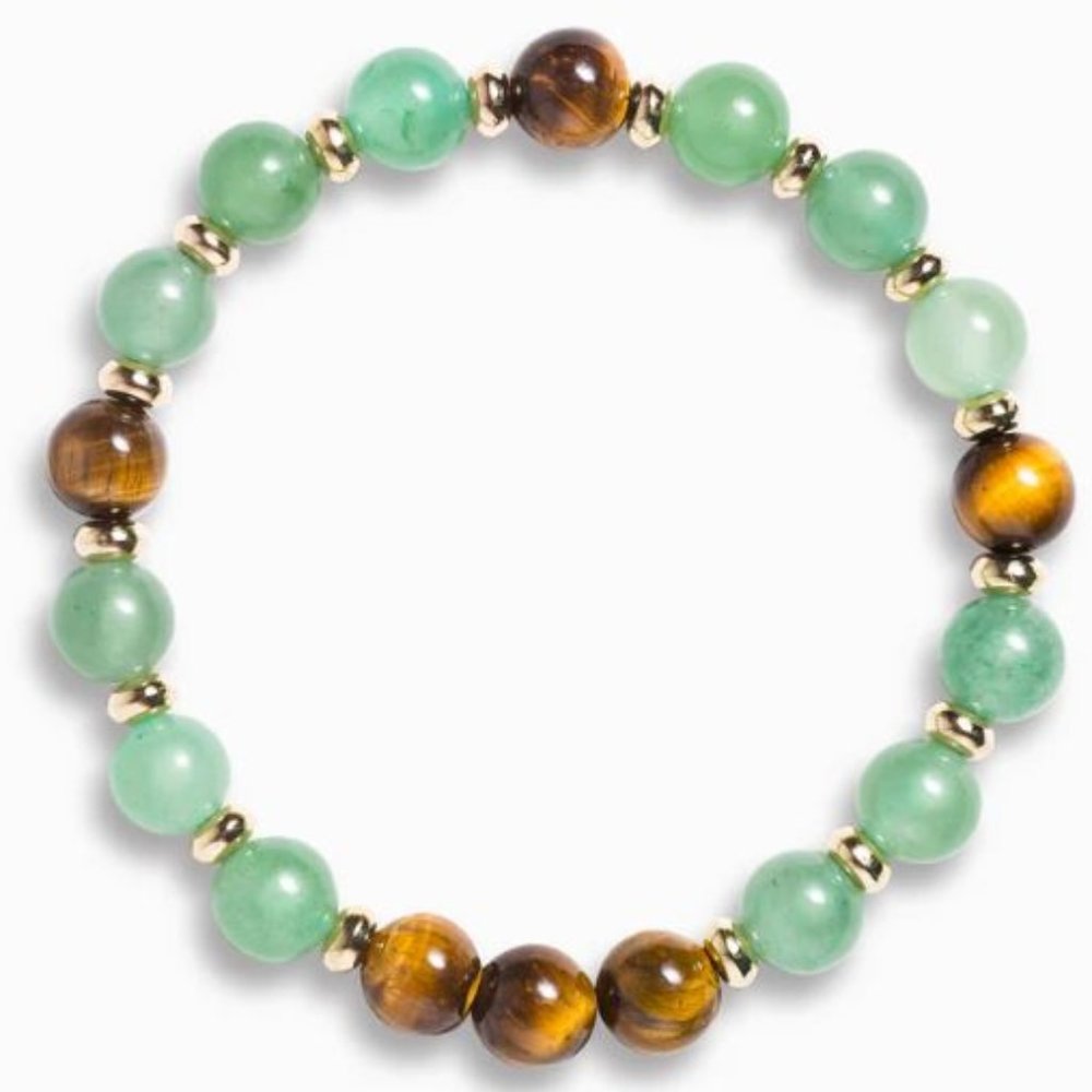10mm Green Aventurine & Tiger Eye 'Optimism' Stretch Bracelet